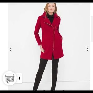 White House Black Market Asymmetrical Zip-Front Coat. Red. Size Small.